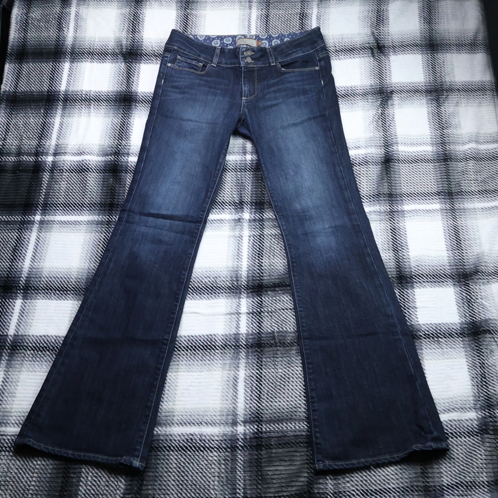 Paige Hidden Hills Bootcut Jeans Dark Wash Double Button Size 29 Made in USA